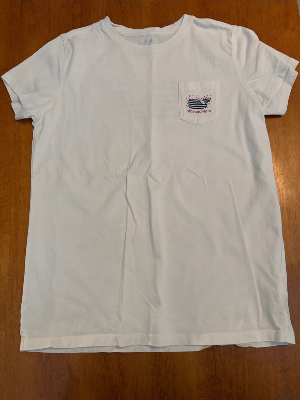 Vineyard Vines White Short Sleeve Pocket Tee with Whale Logo